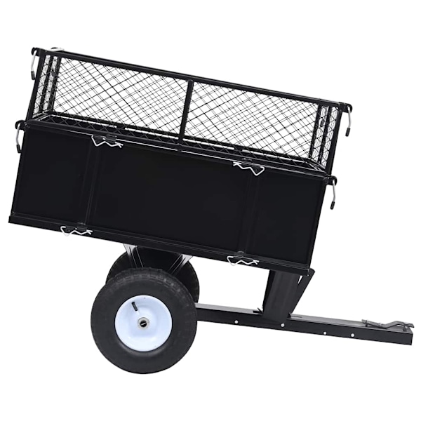 vidaXL Tippvagn för gräsklippare 150 kg last Svart