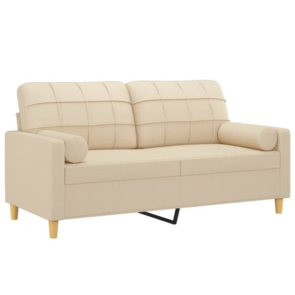 vidaXL 2-sits soffa med prydnadskuddar gräddvit 140 cm tyg Kräm