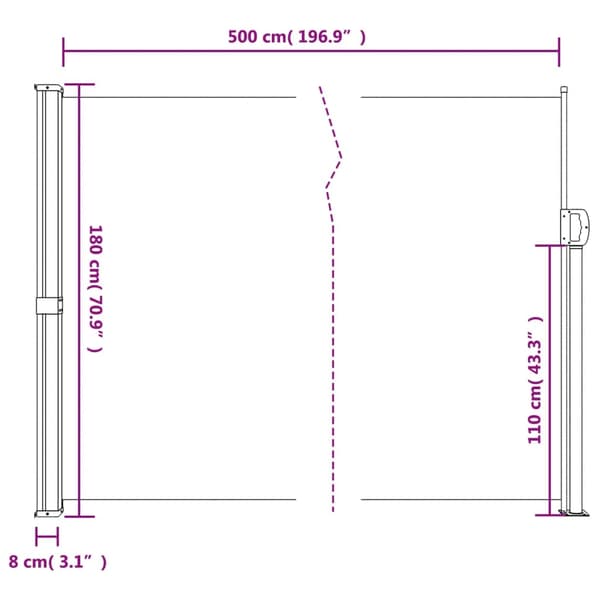 vidaXL Indragbar sidomarkis beige 180x500 cm Beige