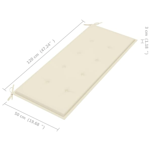 vidaXL Trädgårdsbänk med dyna 120 cm bambu Creme