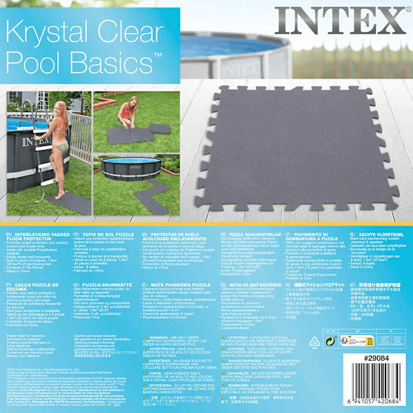 INTEX Golvskydd 8 st 50x50x0,5 cm 1,9 m² grå
