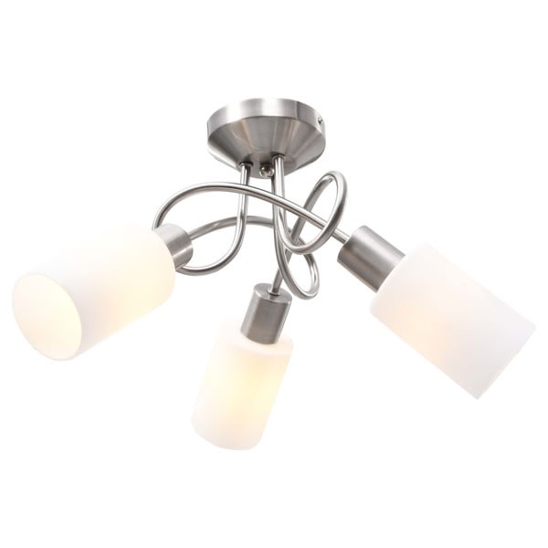 vidaXL Taklampa med keramikskärmar för 3 E14-lampor vit kon Vit