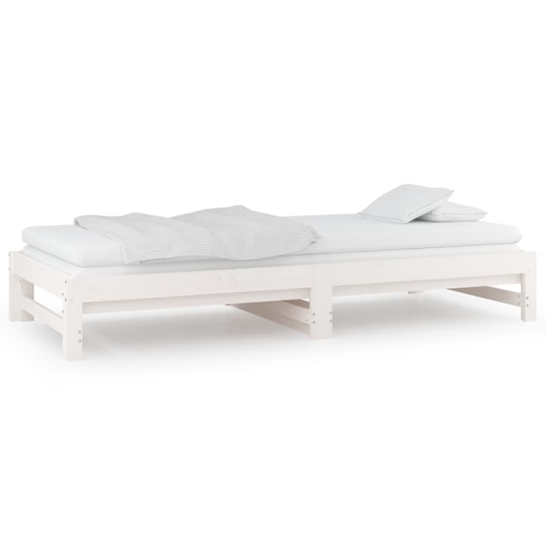 vidaXL Utdragbar dagbädd vit 2x(90x200) cm massiv furu Vit