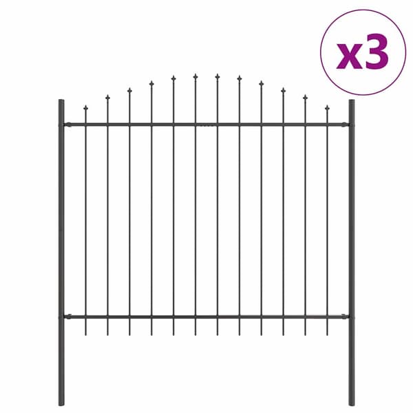 vidaXL Trädgårdsstängsel 3 pcs Grå 170 x 165 cm Pulverlackerat stål Grå