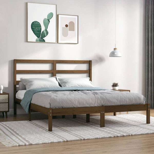 vidaXL Sängram honungsbrun massivt trä 120x190 cm Brun