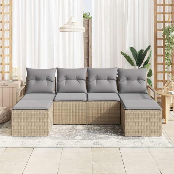 vidaXL Soffset 6 st Beige konstrotting Beige