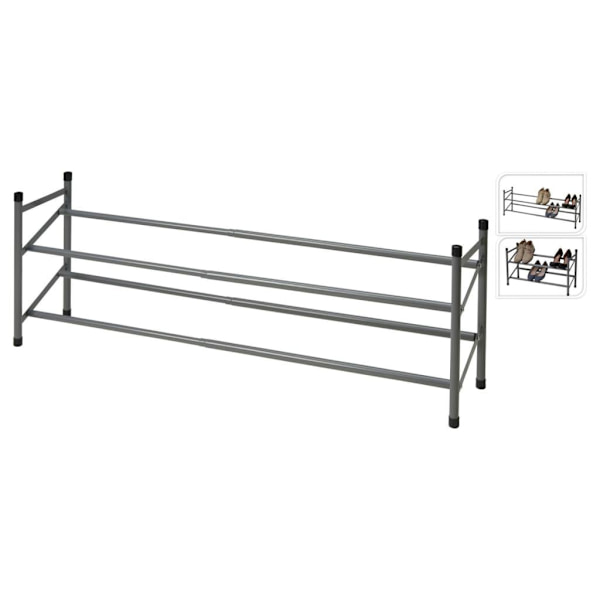 Storage solutions Skoställ med 2 nivåer (61,5-115)x23x38 cm grå
