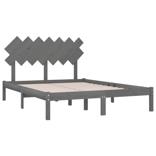 vidaXL Sängram massivt trä 150x200 cm grå Grå
