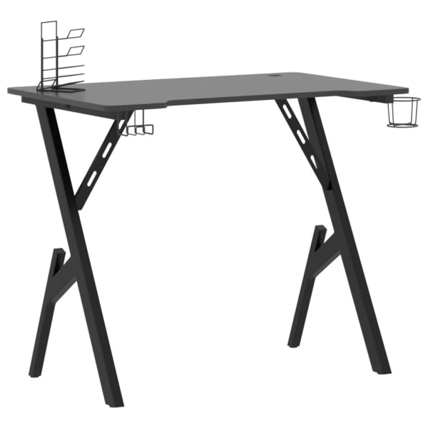vidaXL Gamingskrivbord med Y-formade ben svart 90x60x75 cm Svart