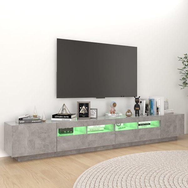 vidaXL TV-bänk med LED-belysning betonggrå 260x35x40 cm grå