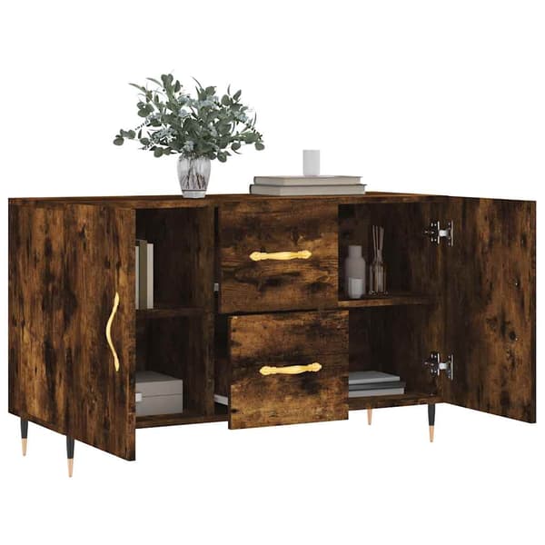 vidaXL Byrå rökfärgad ek 100x36x60 cm konstruerat trä Brun