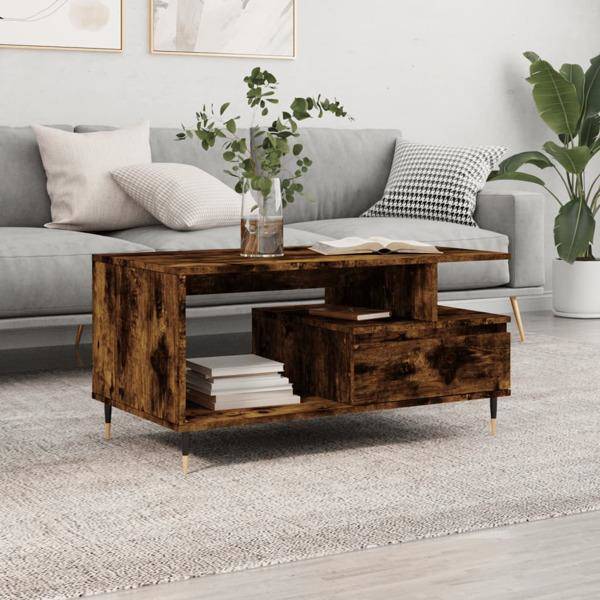 vidaXL Soffbord rökfärgad ek 90x49x45 cm konstruerat trä Brun