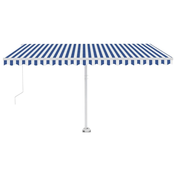 vidaXL Markis manuellt infällbar fristående 400x350 cm blå och vit Blå