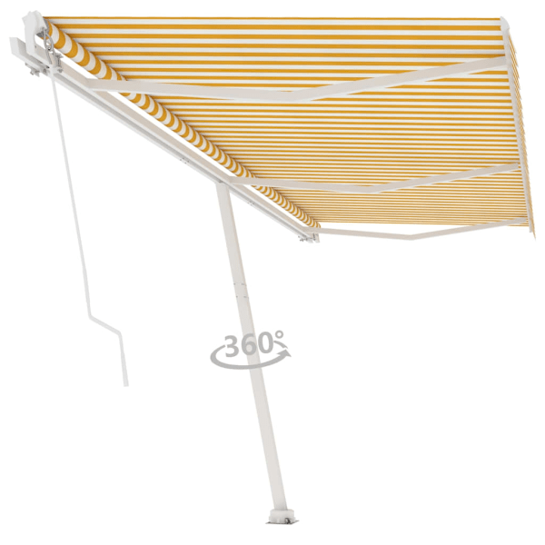 vidaXL Fristående markis manuellt infällbar 600x350 cm gul/vit Gul