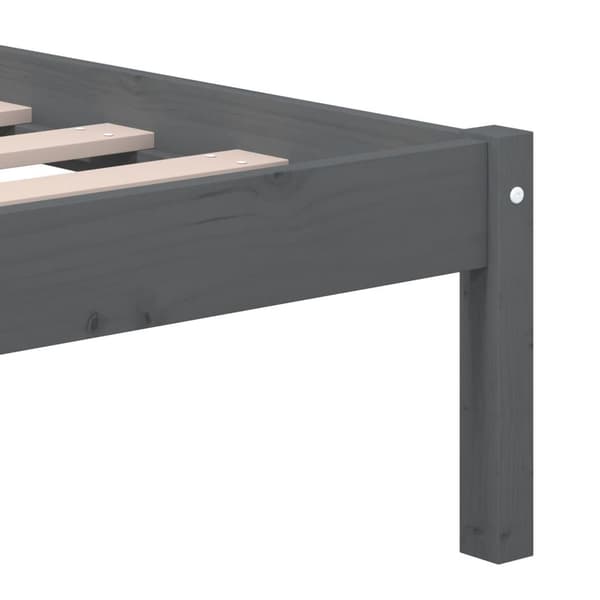 vidaXL Sängram massivt trä 150x200 cm grå Grå