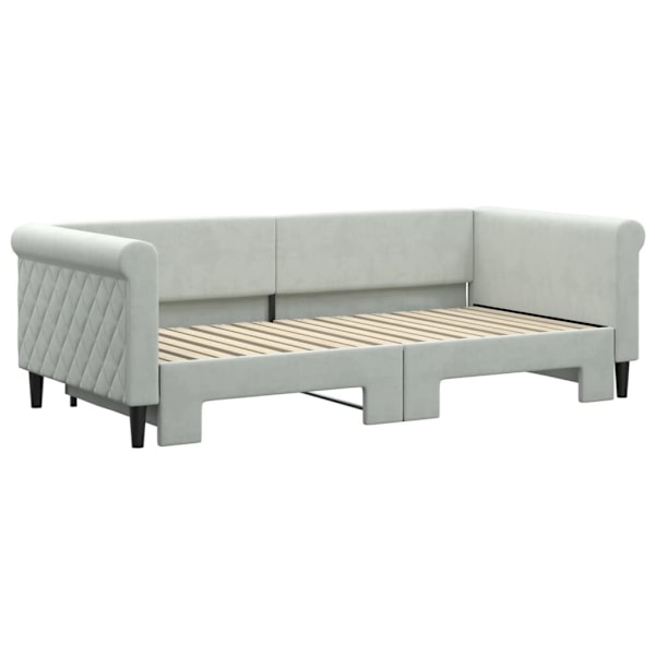 vidaXL Dagbädd utdragbar ljusgrå 90x190 cm sammet Grå