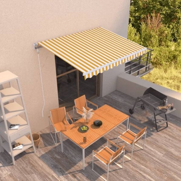 vidaXL Automatisk markis 350x250 cm gul och vit Gul