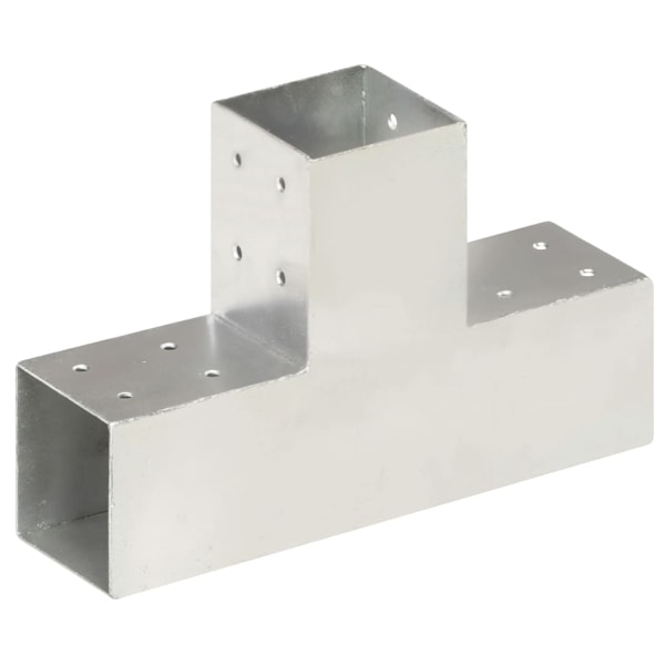 vidaXL Stolpbeslag 4 st T-form galvaniserad metall 81x81 mm Silver