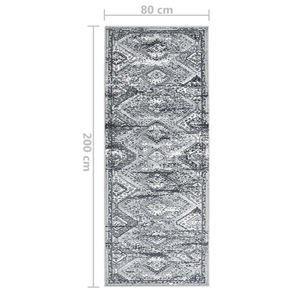 vidaXL Gångmatta grå orientalisk BCF 80x200 cm grå