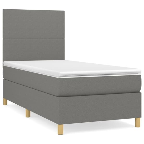 vidaXL Ramsäng med madrass mörkgrå 90x190 cm tyg Grå