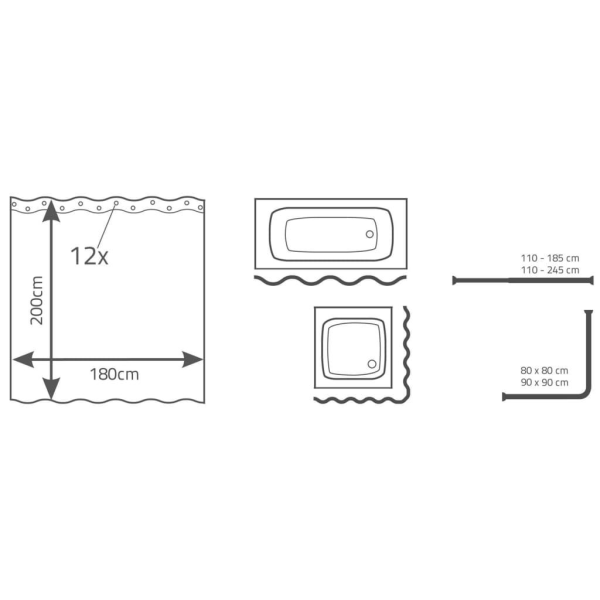 RIDDER Duschdraperi Textile gräs multifärg