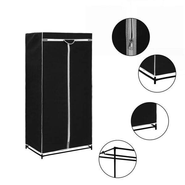 vidaXL Garderob svart 75x50x160 cm Svart