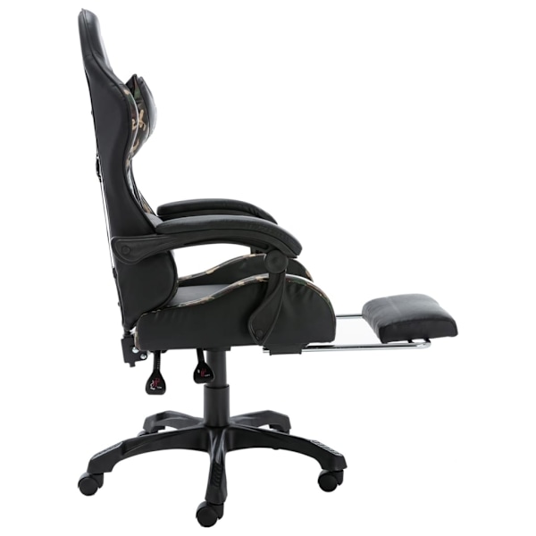vidaXL Gamingstol med fotstöd svart och kamouflage konstläder Svart