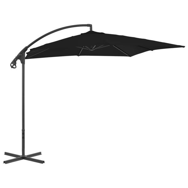 vidaXL Frihängande parasoll med stålstång 250x250 cm svart Svart
