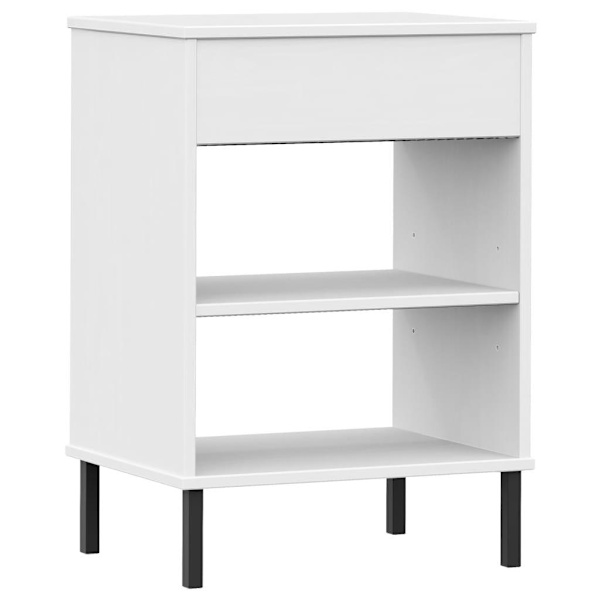 vidaXL Konsolbord med metallben OSLO vit massiv furu Vit