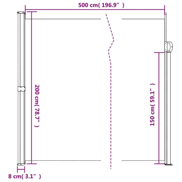 vidaXL Indragbar sidomarkis mörkgrön 200x500 cm Grön