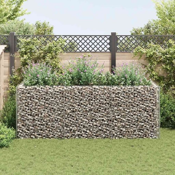 vidaXL Planteringsgabion upphöjd stål 270x90x100 cm Silver