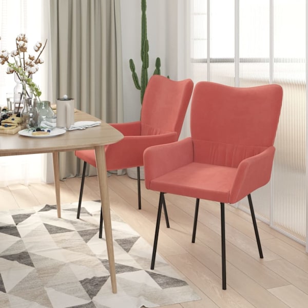 vidaXL Matstolar 2 st rosa sammet Rosa