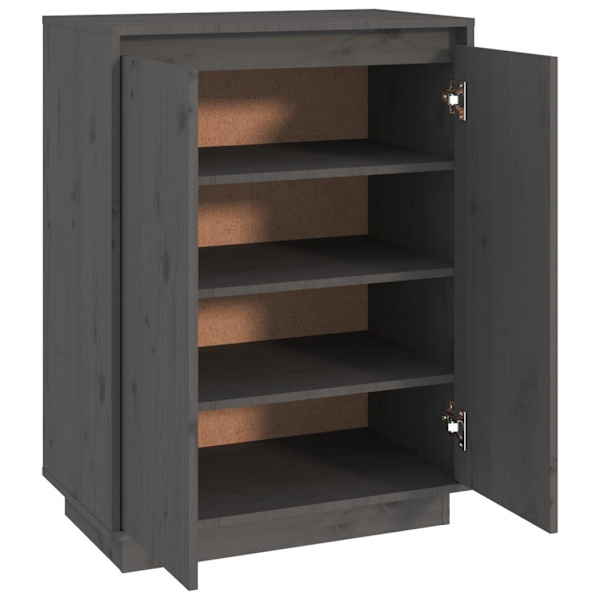 vidaXL Skoskåp grå 60x35x80 cm massiv furu grå
