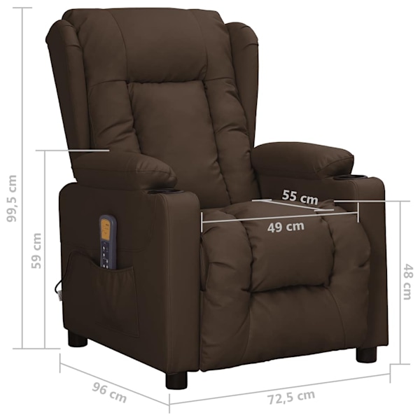 vidaXL Massagefåtölj brun konstläder Brun