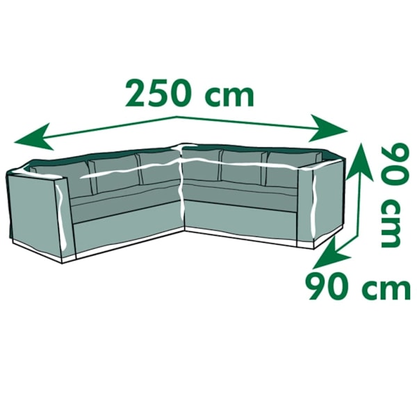 Nature Överdrag till trädgårdsmöbler L-form PE 250x90x90 cm 6031612 grå