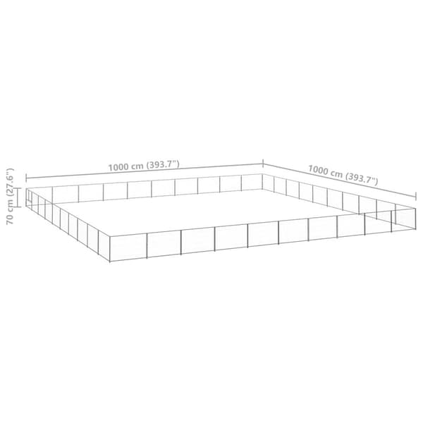 vidaXL Hundgård silver 100 m² stål Silver