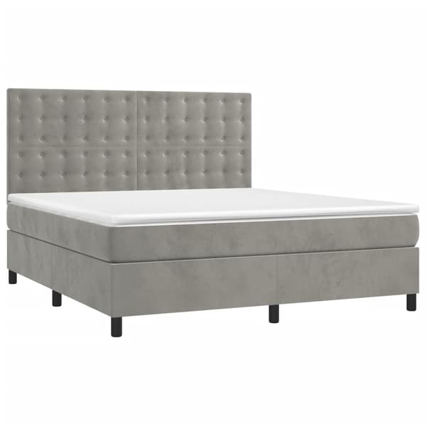 vidaXL Ramsäng med madrass ljusgrå 180x200 cm sammet Grå
