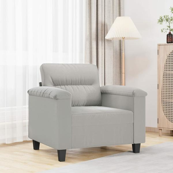 vidaXL Fåtölj ljusgrå 60 cm mikrofibertyg Grå