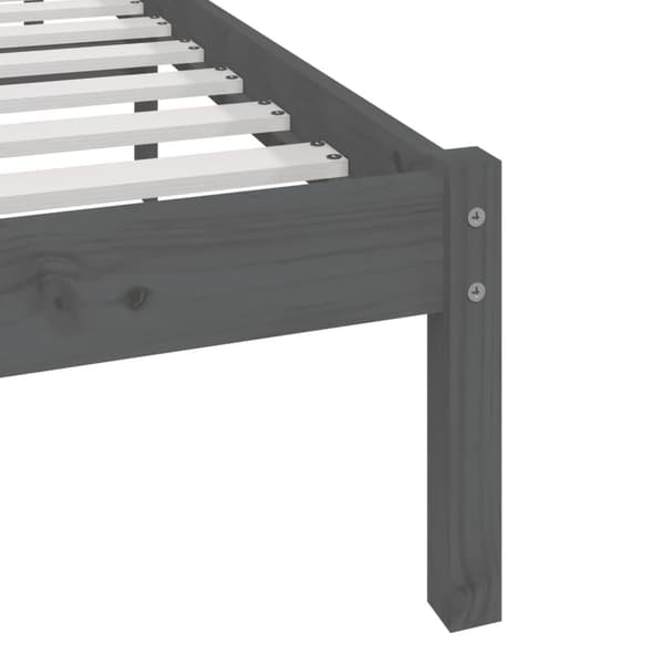 vidaXL Sängram grå massiv furu 90x200 cm enkelsäng Grå