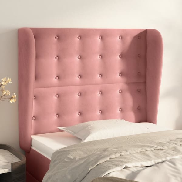 vidaXL Sänggavel med kanter rosa 93x23x118/128 cm sammet Rosa