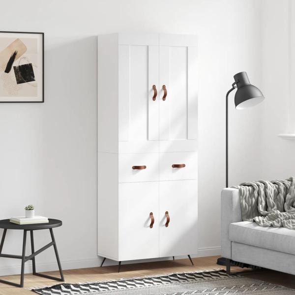 vidaXL Högskåp vit 69,5x34x180 cm konstruerat trä Vit