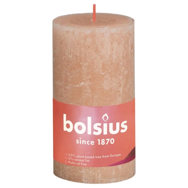 Bolsius Rustika blockljus 4-pack 130x68 mm ljusrosa Rosa