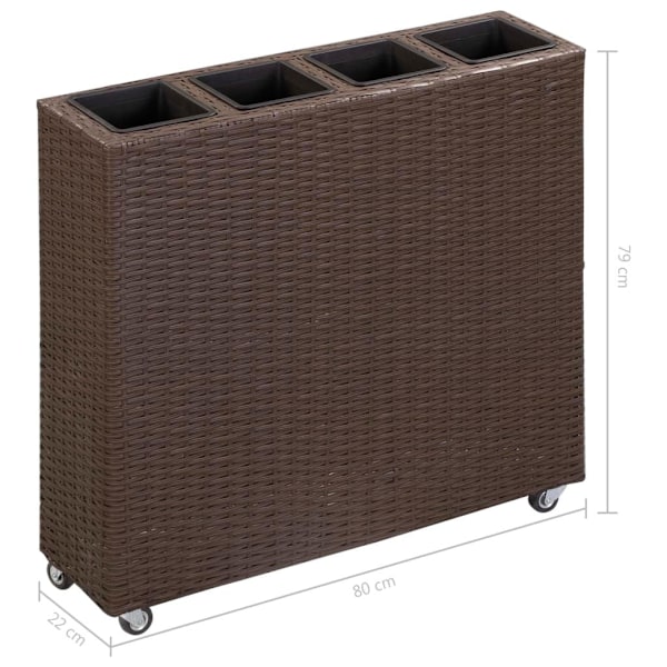 vidaXL Odlingslåda med 4 krukor upphöjd 80x22x79 cm konstrotting brun Brun