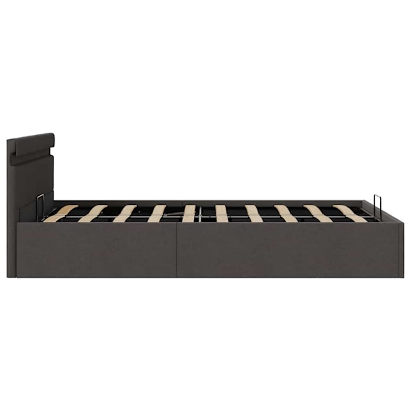 vidaXL Sängram hydraulisk förvaring utan madrass mörkgrå 140x200 cm grå