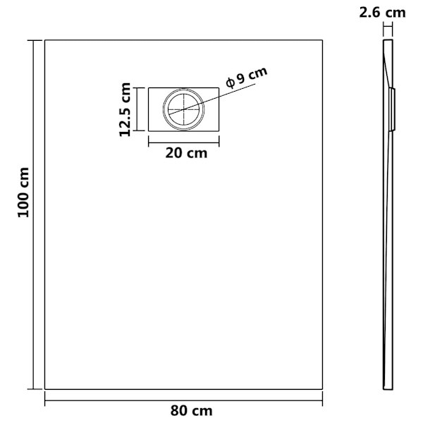 vidaXL Duschkar SMC vit 100x80 cm Vit
