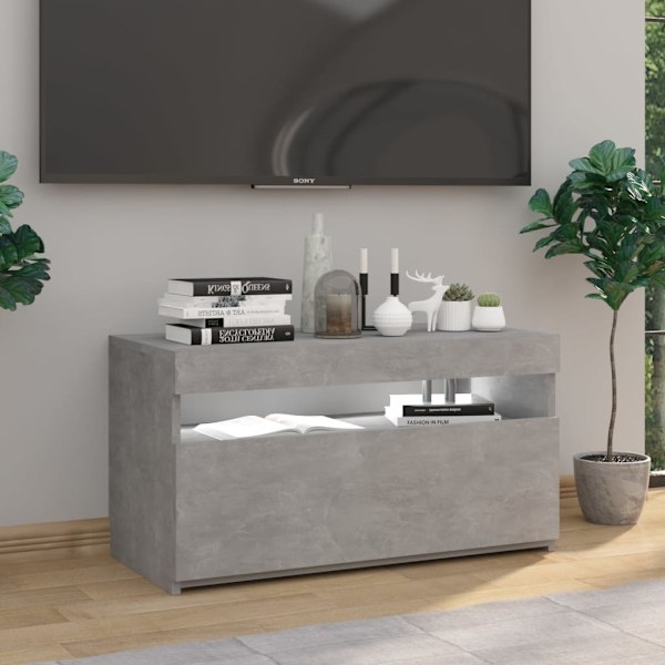 vidaXL Tv-bänk med LED-belysning betonggrå 75x35x40 cm grå