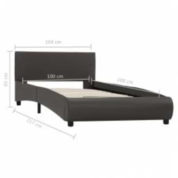 vidaXL Sängram med LED grå konstläder 100x200 cm grå