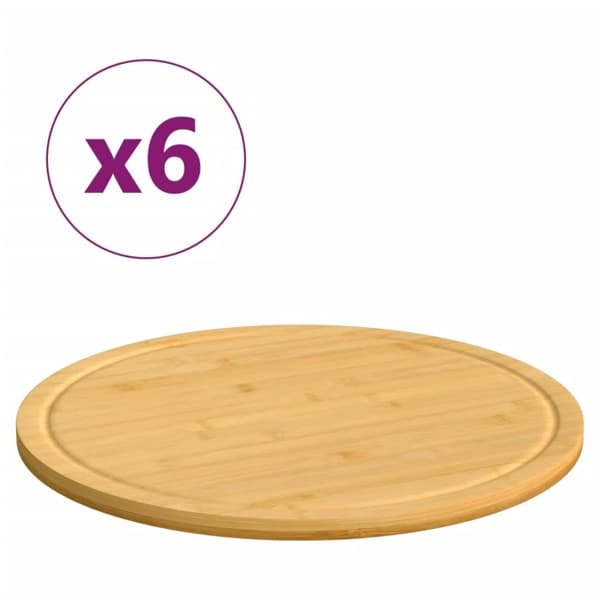 vidaXL Skärbrädor 6 st Ø30x1,5 cm bambu Brun