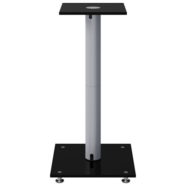 vidaXL Högtalarstativ 2 st härdat glas 1-pelarmodell svart & silver Svart