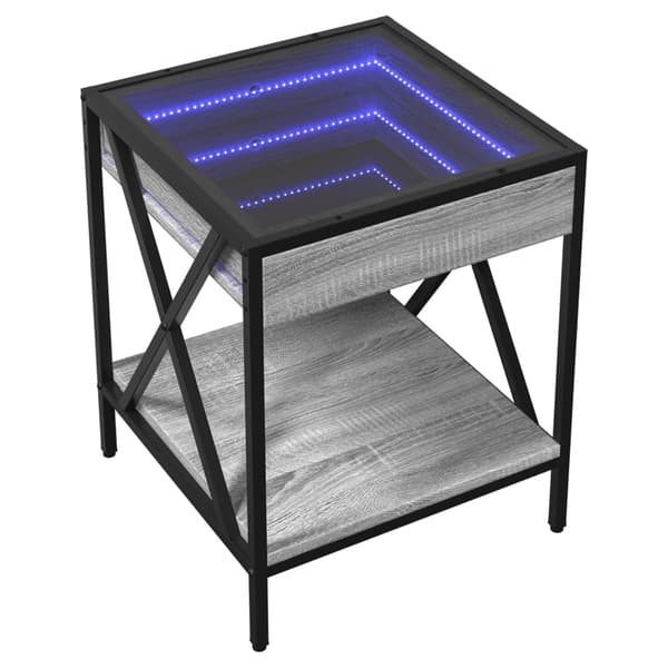 vidaXL Sängbord med Infinity LEDs grå sonoma 40x40x49 cm Grå